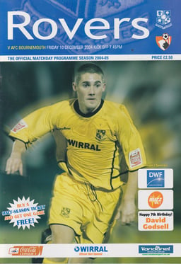 Tranmere Rovers v AFC Bournemouth Match Programme 2004-12-10